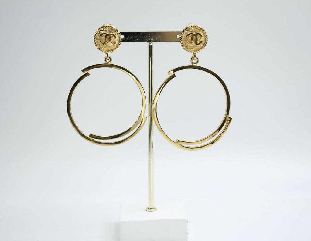 Chanel Vintage 1954-71 Gold-Plated Large Hoop Clip-on Earrings
