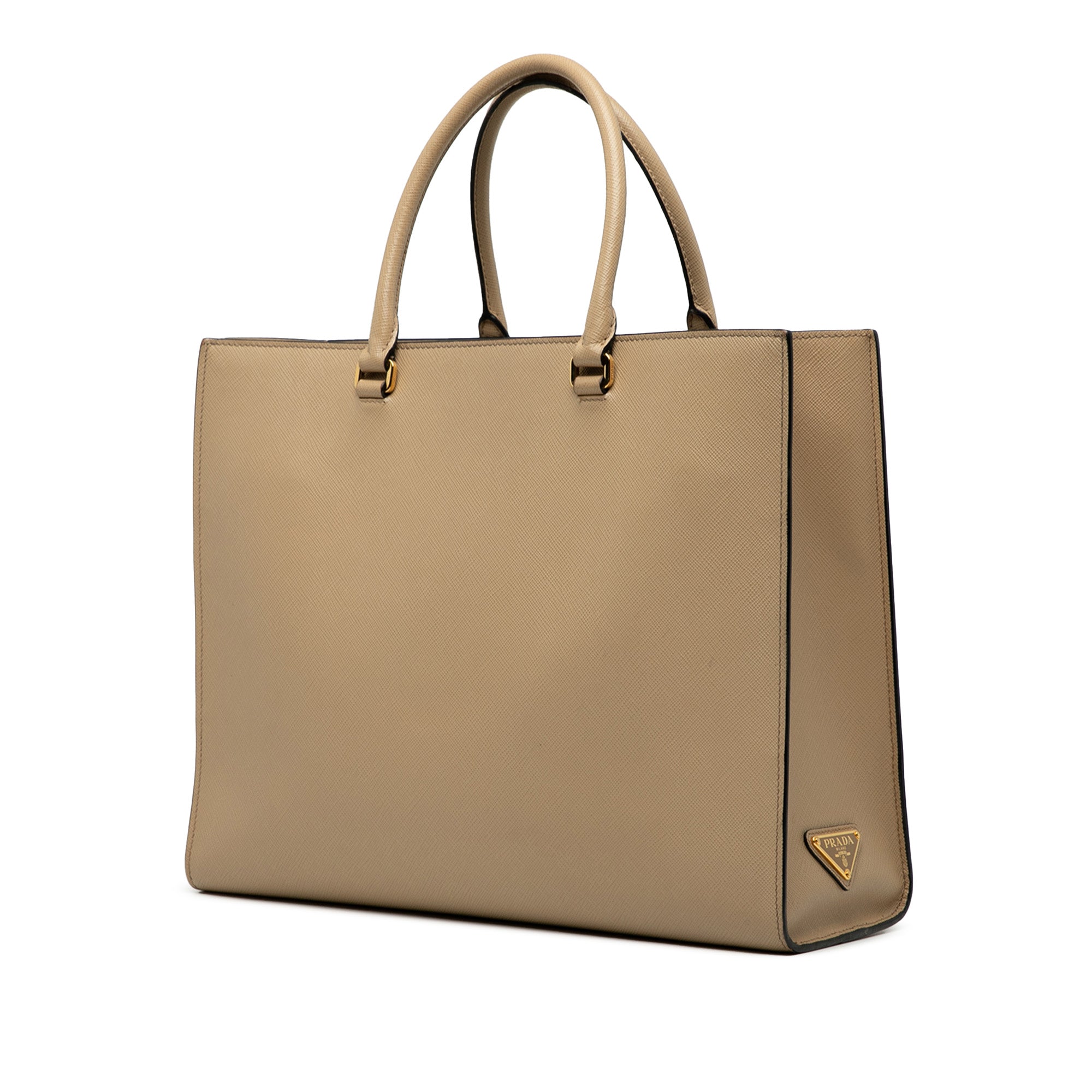 Lux Embossed Logo Tote Saffiano Leather Large