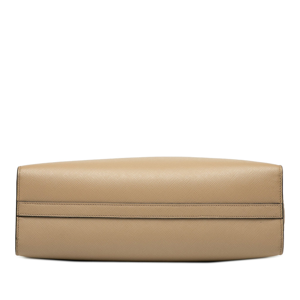 Lux Embossed Logo Tote Saffiano Leather Large