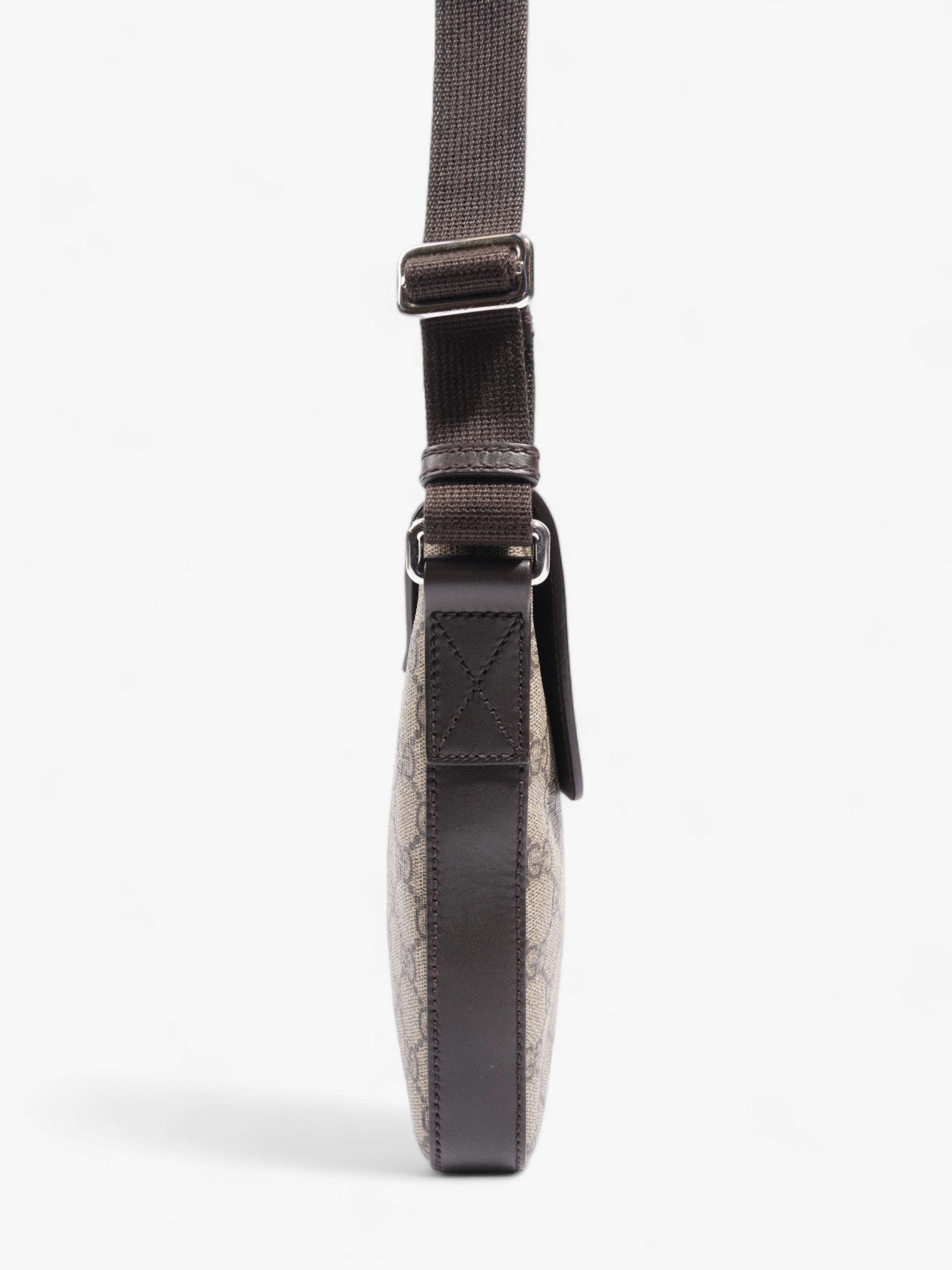 Gucci Classic Flap  Beige And Ebony GG Supreme / Brown Coated Canvas