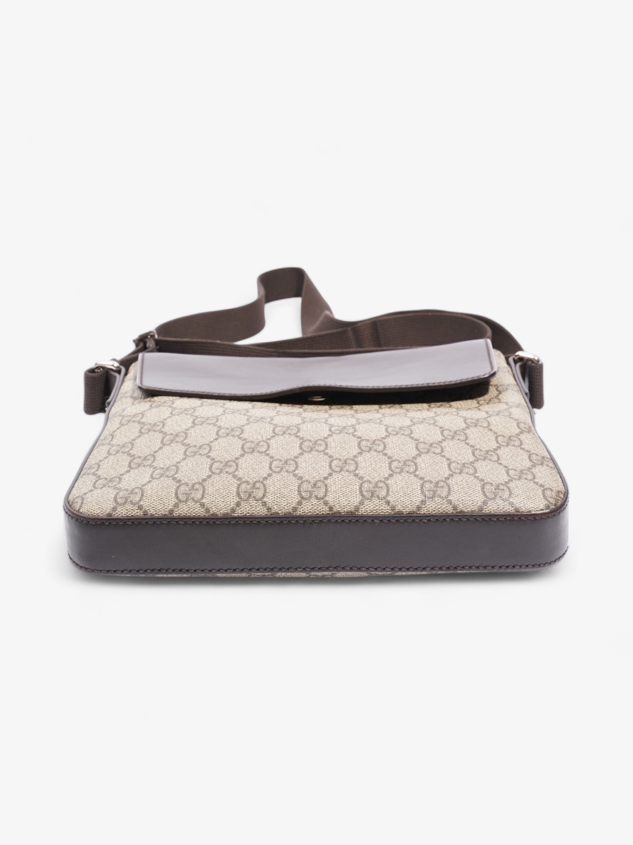 Gucci Classic Flap  Beige And Ebony GG Supreme / Brown Coated Canvas