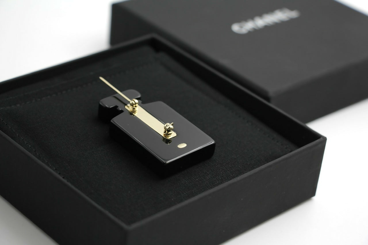 Chanel D18B Black Resin Bubble Perfume Bottle Brooch