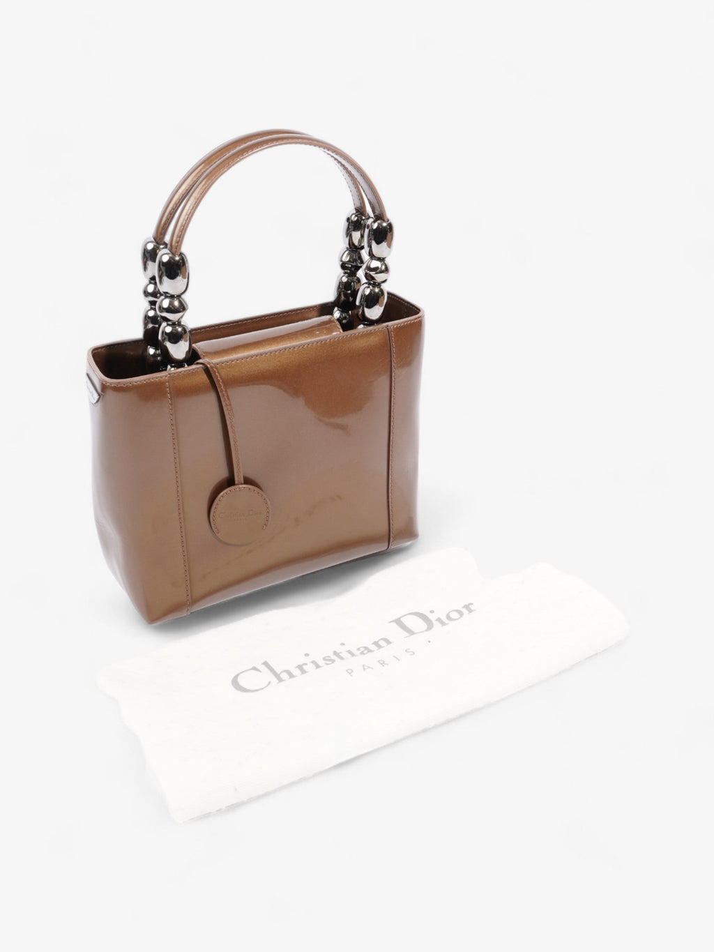 Christian Dior Malice Tote Brown Patent Leather