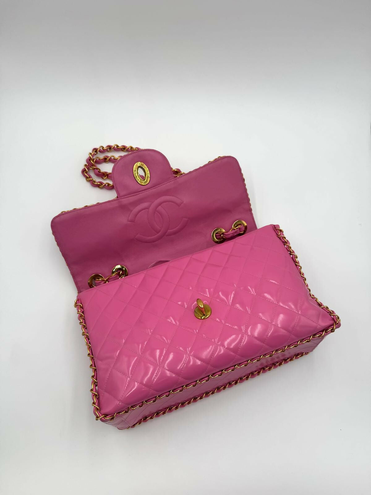 Chanel 1995 Vintage Barbie Pink Chainlink Maxi Flap Bag