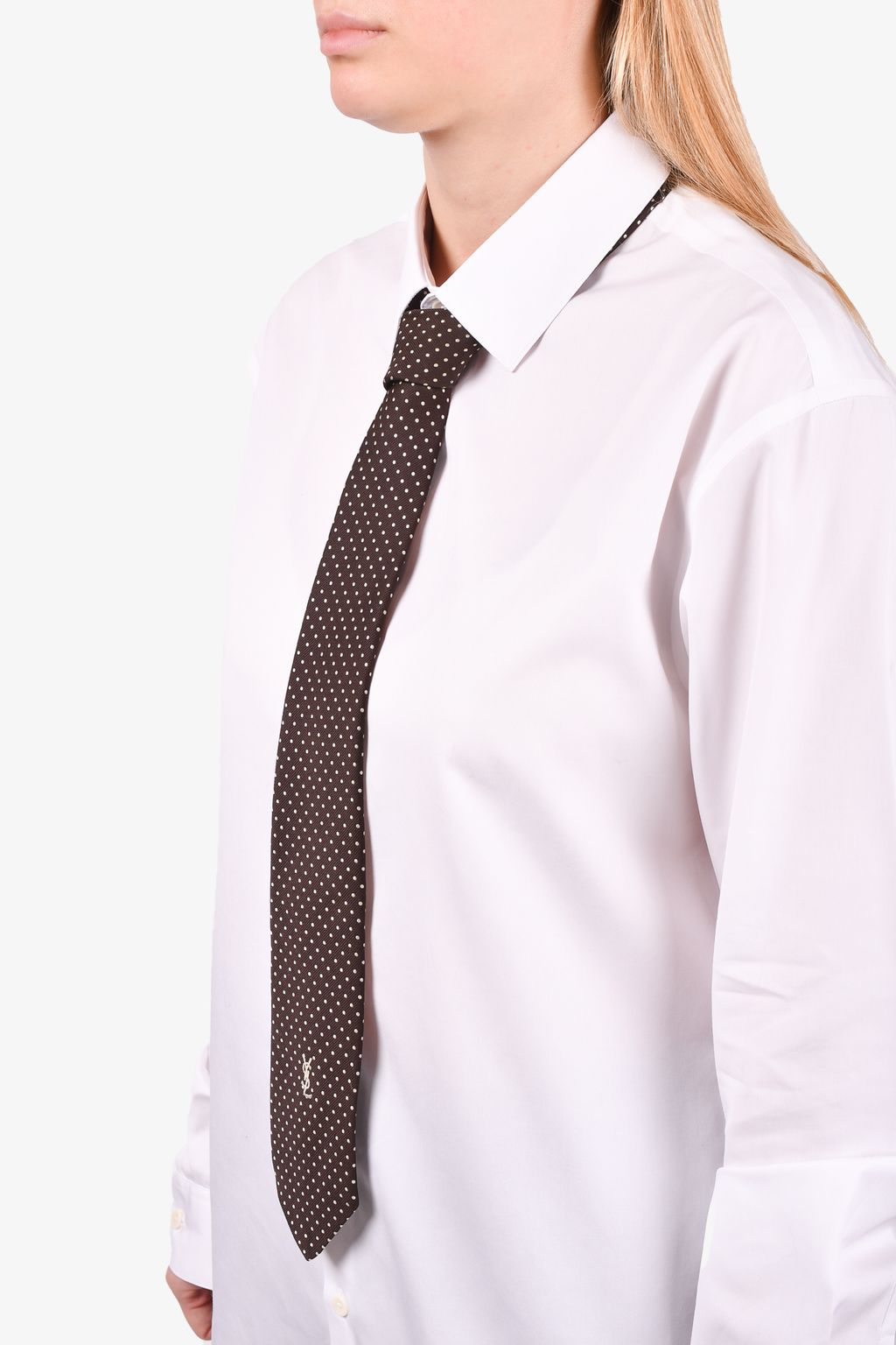 Yves Saint Laurent Brown Polka-Dot Tie