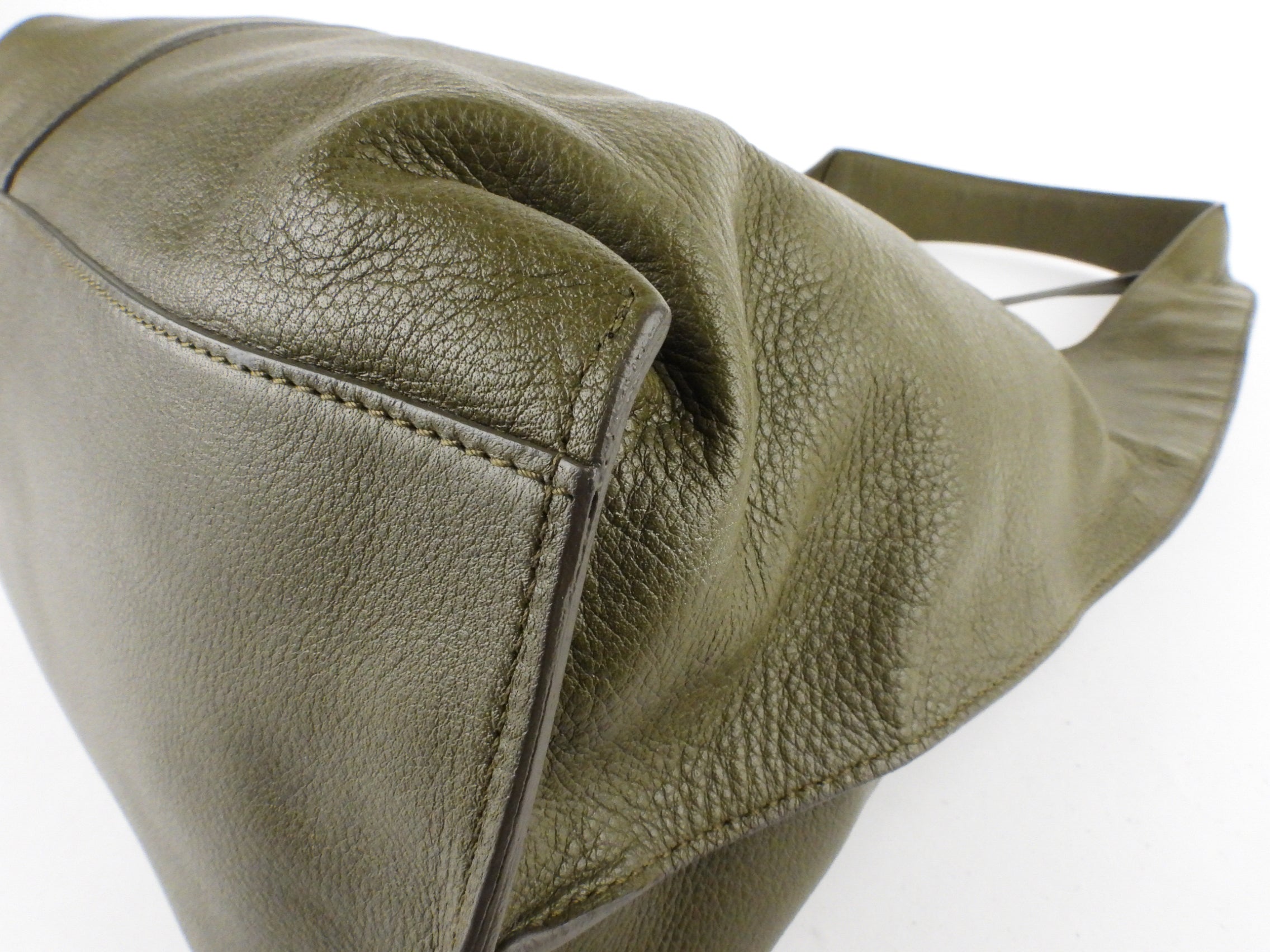 Yves Saint Laurent Khaki Green Leather Hobo Bag