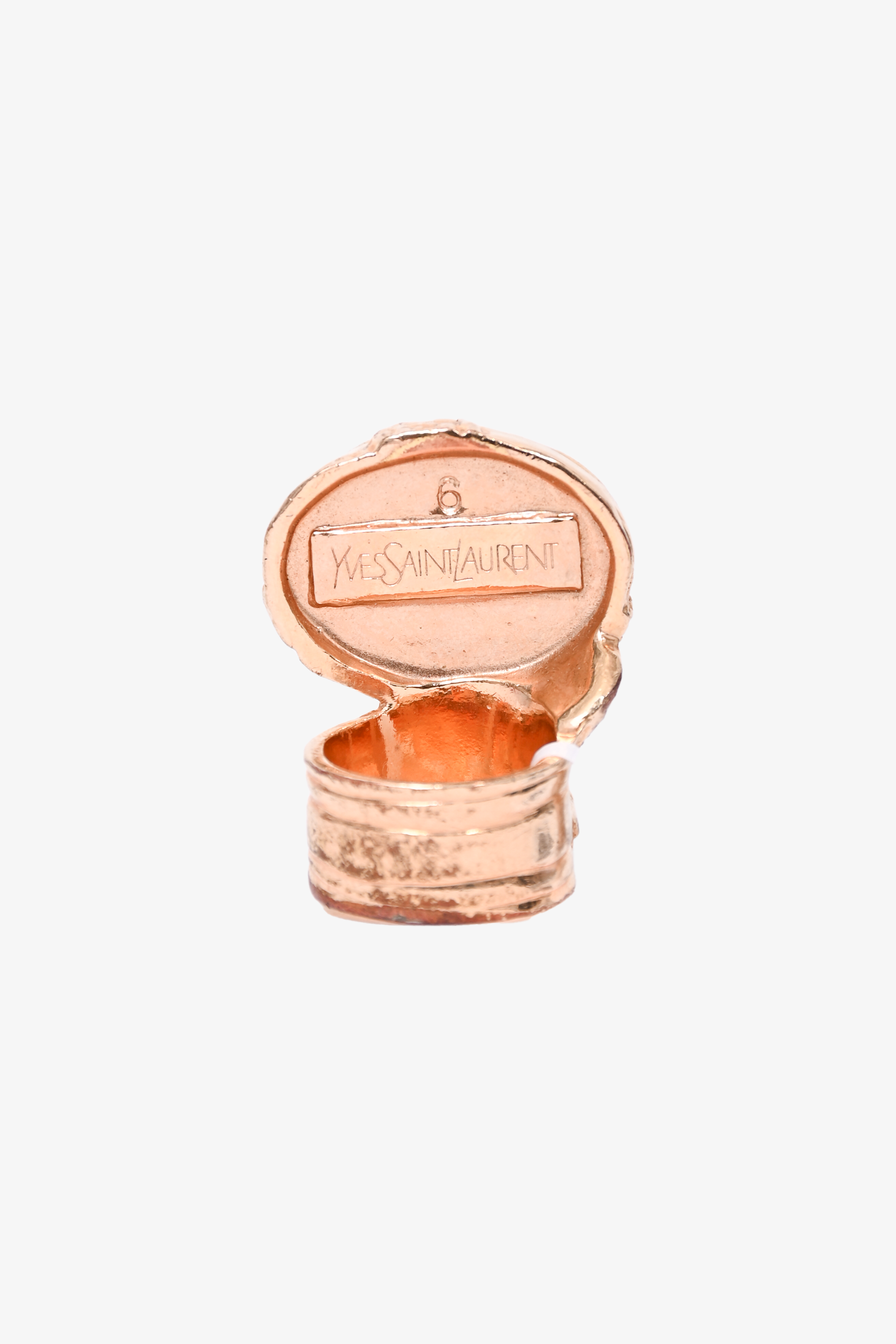 Yves Saint Laurent Rose Gold Toned/Blue Arty Cocktail Ring Size 6