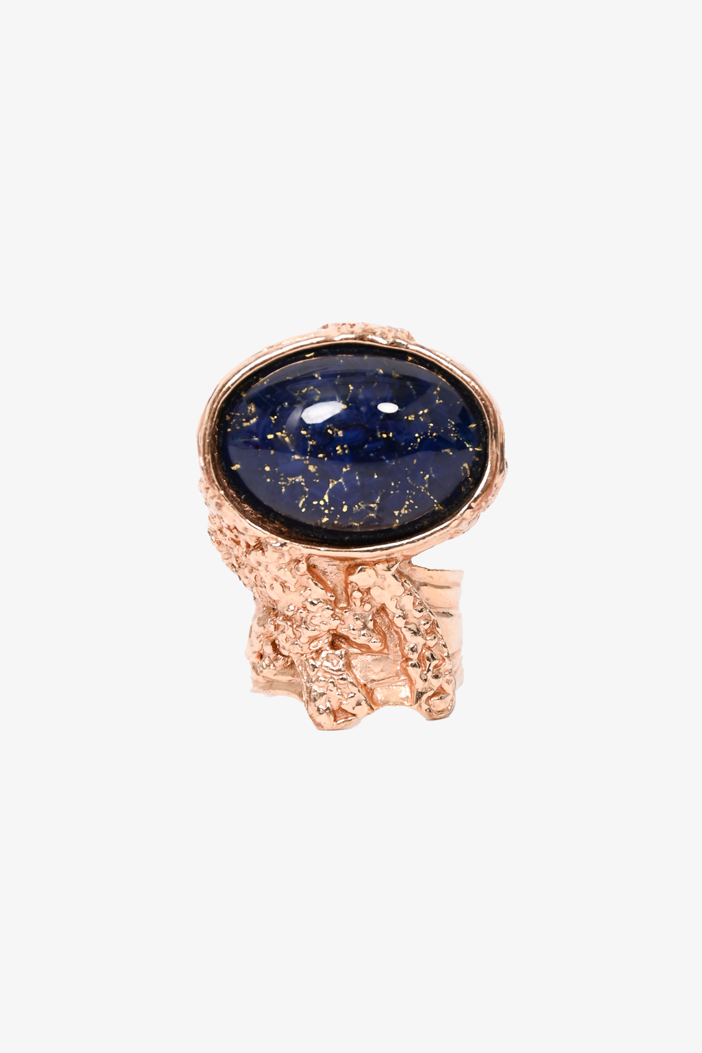 Yves Saint Laurent Rose Gold Toned/Blue Arty Cocktail Ring Size 6