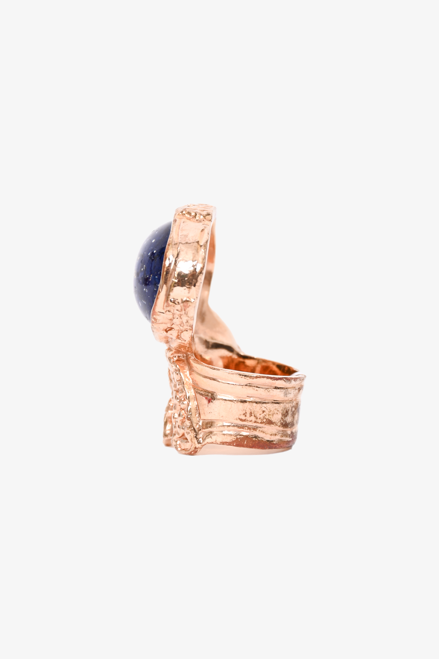 Yves Saint Laurent Rose Gold Toned/Blue Arty Cocktail Ring Size 6