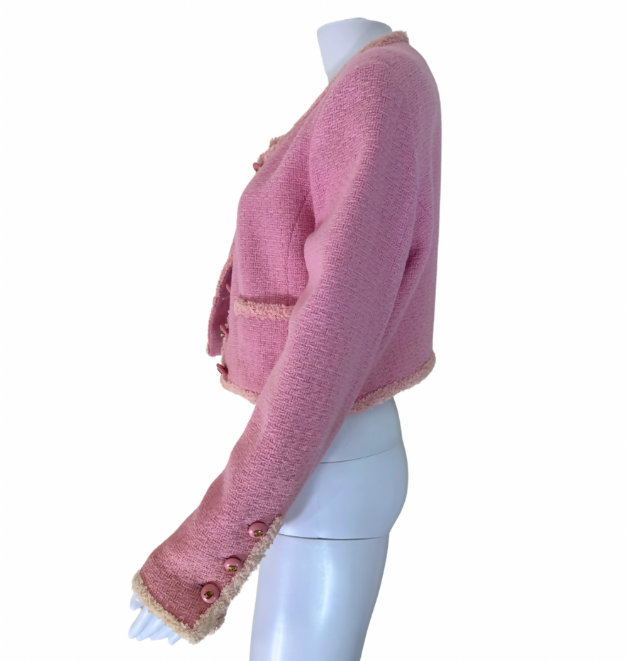 Chanel 95A Pink Tweed Cropped Jacket