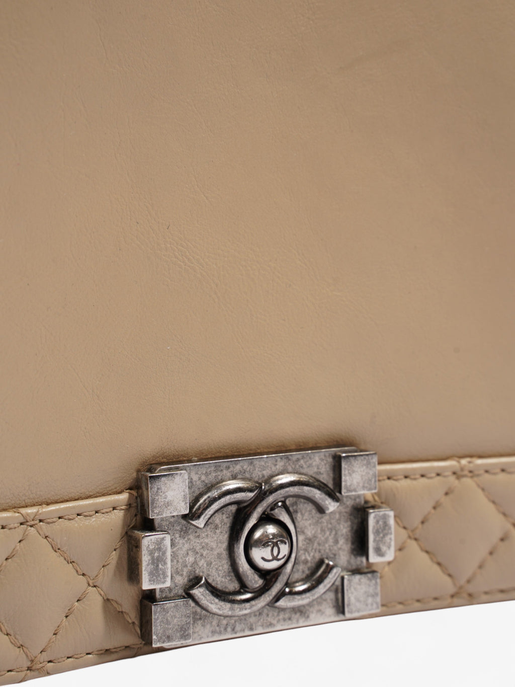 Chanel Boy Reverso Flap Beige Calfskin Leather Large