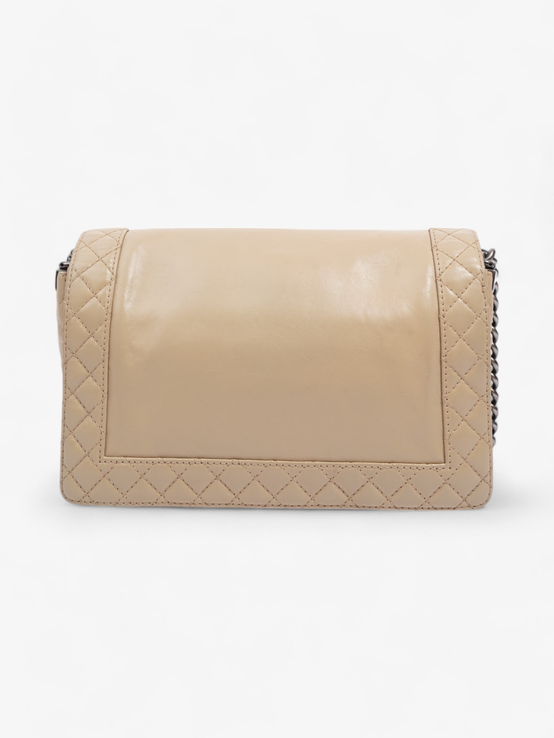 Chanel Boy Reverso Flap Beige Calfskin Leather Large