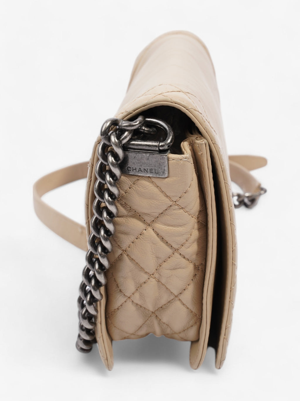 Chanel Boy Reverso Flap Beige Calfskin Leather Large