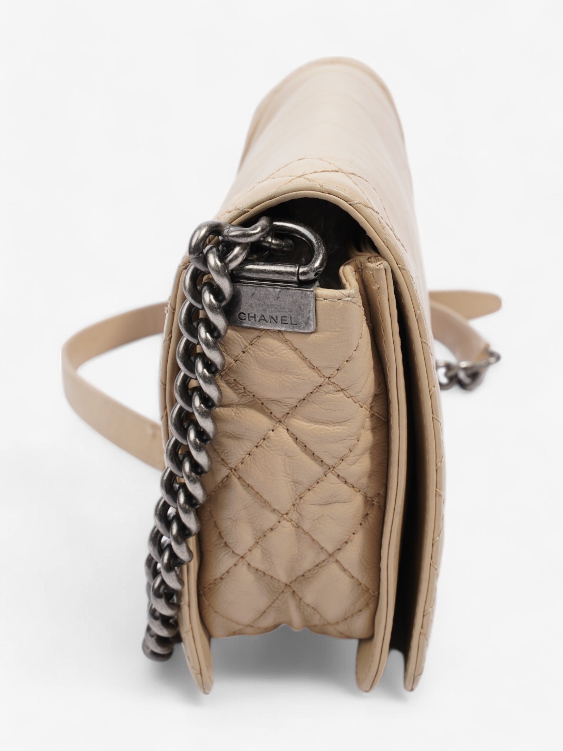 Chanel Boy Reverso Flap Beige Calfskin Leather Large