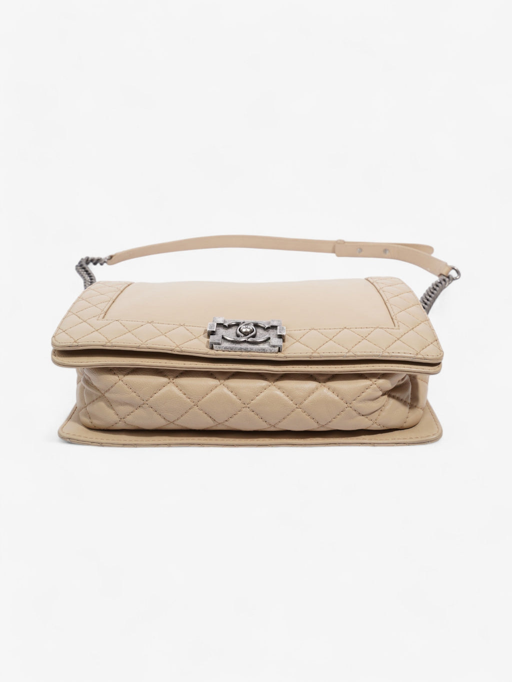 Chanel Boy Reverso Flap Beige Calfskin Leather Large
