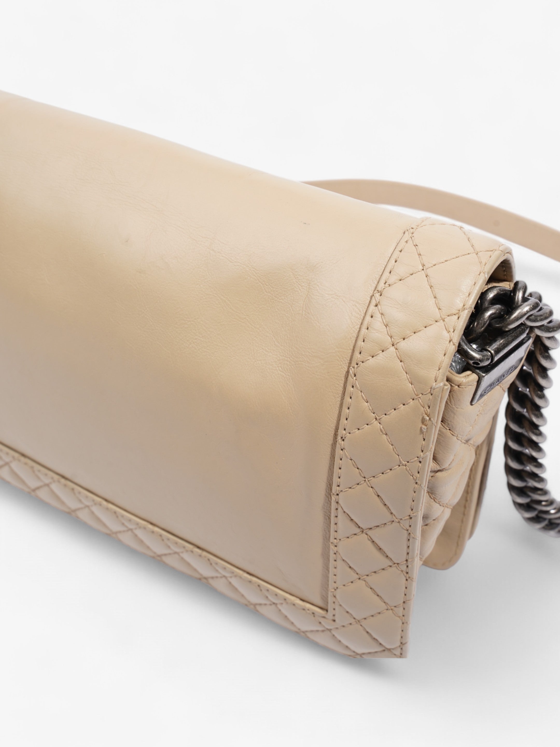 Chanel Boy Reverso Flap Beige Calfskin Leather Large