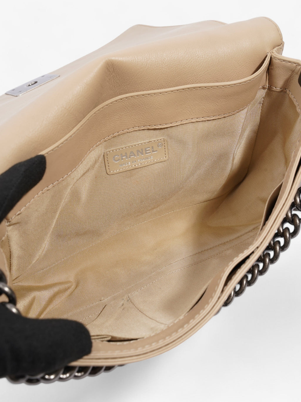 Chanel Boy Reverso Flap Beige Calfskin Leather Large