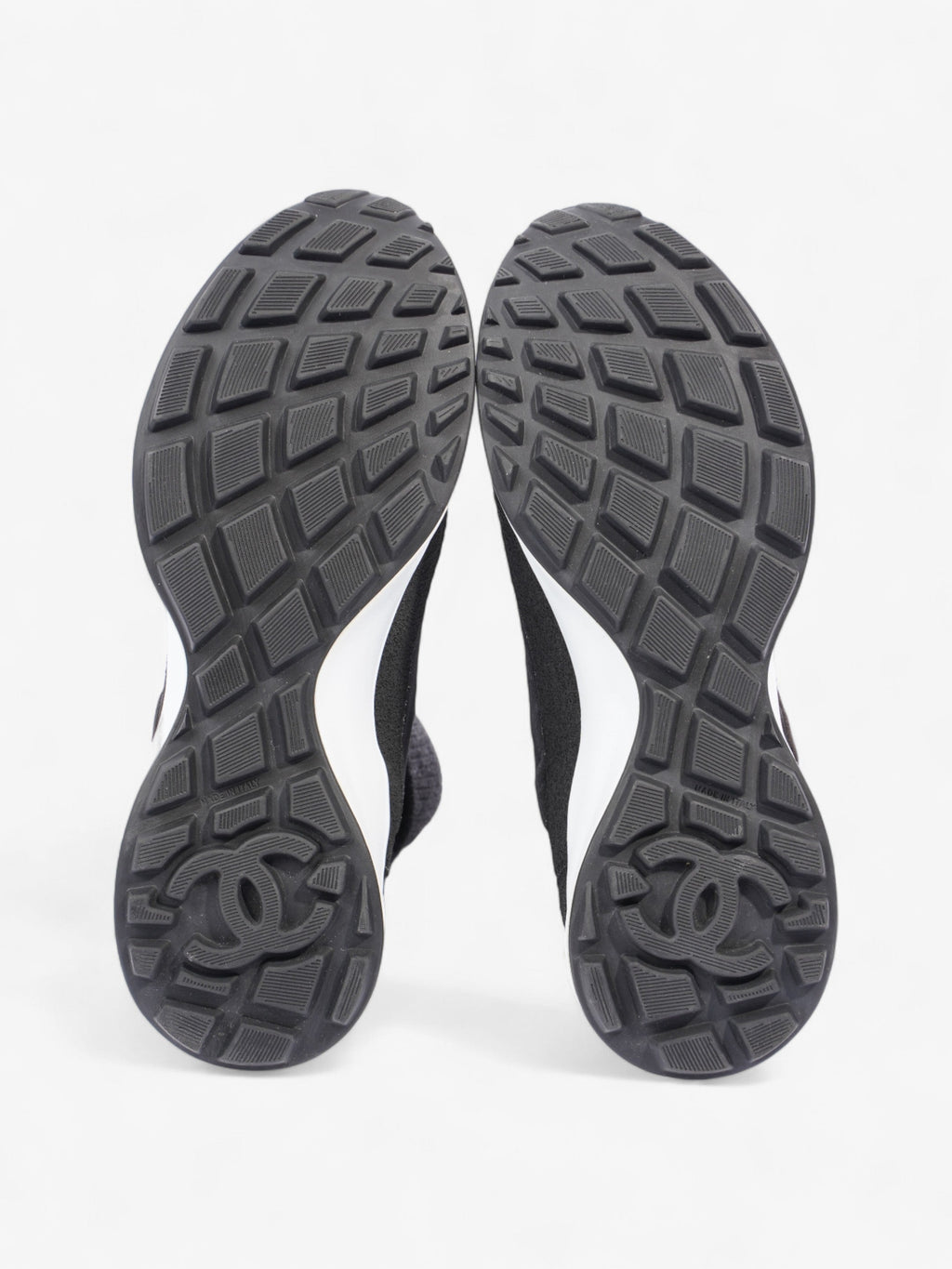 Chanel Interlocking CC Logo High Top Sneaker Black / Dark Grey Knit EU 38 UK 5