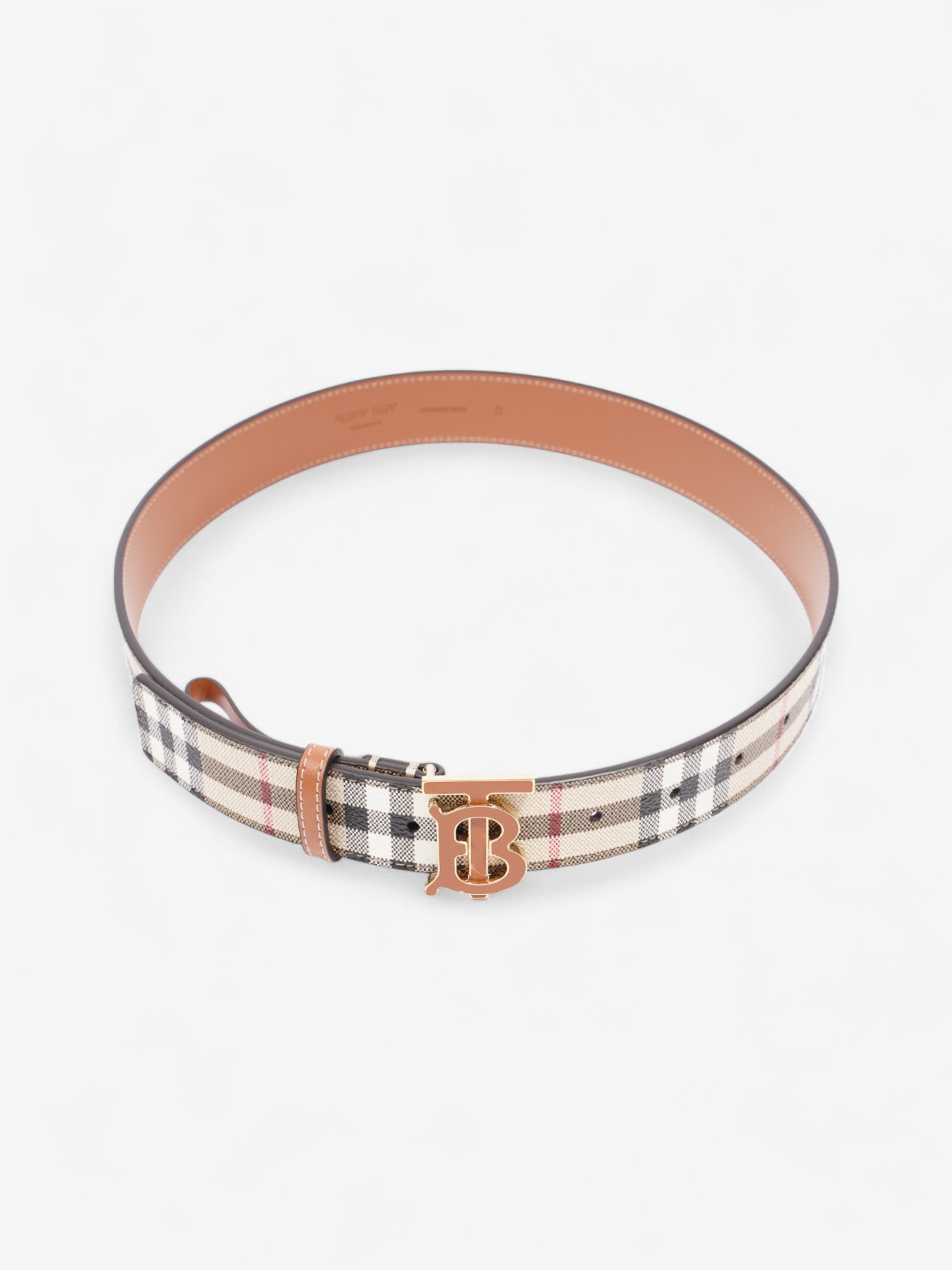 Burberry TB Belt Vintage Check / Briar Brown / Gold Canvas Small