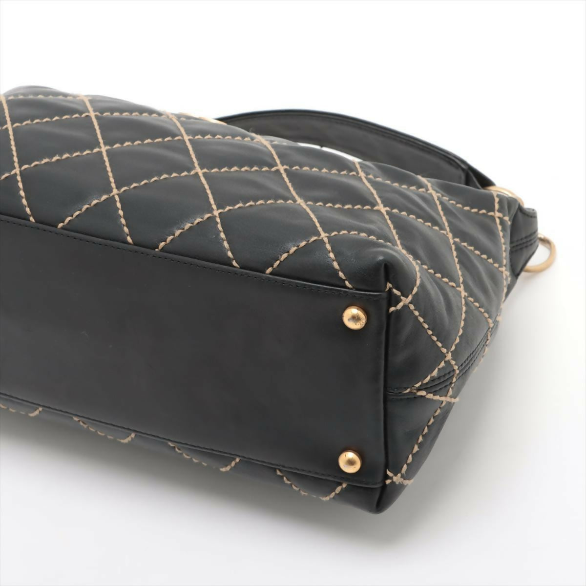 Chanel Vintage Black Lambskin Leather Handbag with Gold Hardware