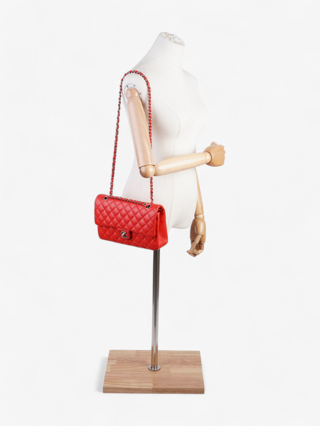 Chanel Classic Double Flap Red Lambskin Leather Medium