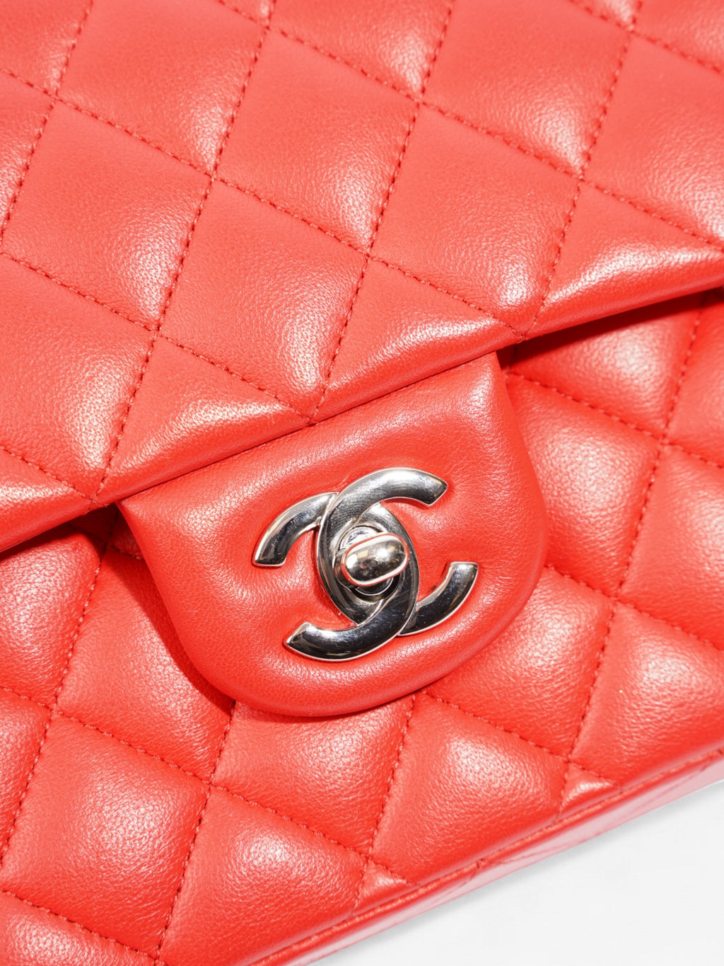Chanel Classic Double Flap Red Lambskin Leather Medium