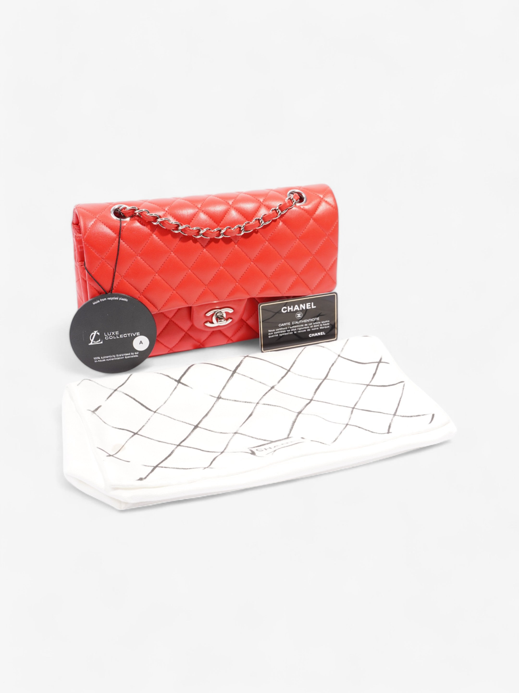 Chanel Classic Double Flap Red Lambskin Leather Medium