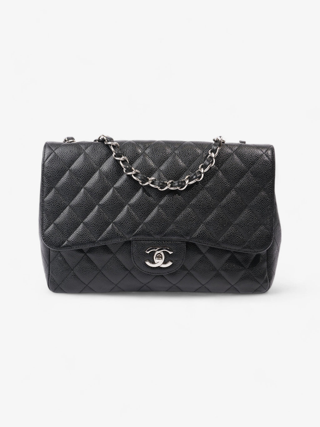 Chanel Classic Single Flap Black Caviar Leather Jumbo
