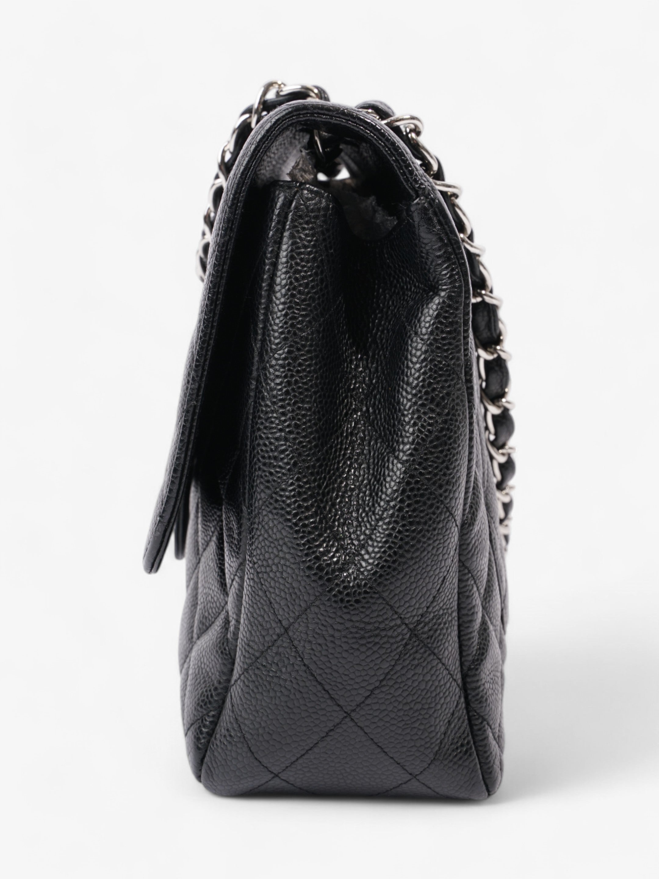 Chanel Classic Single Flap Black Caviar Leather Jumbo