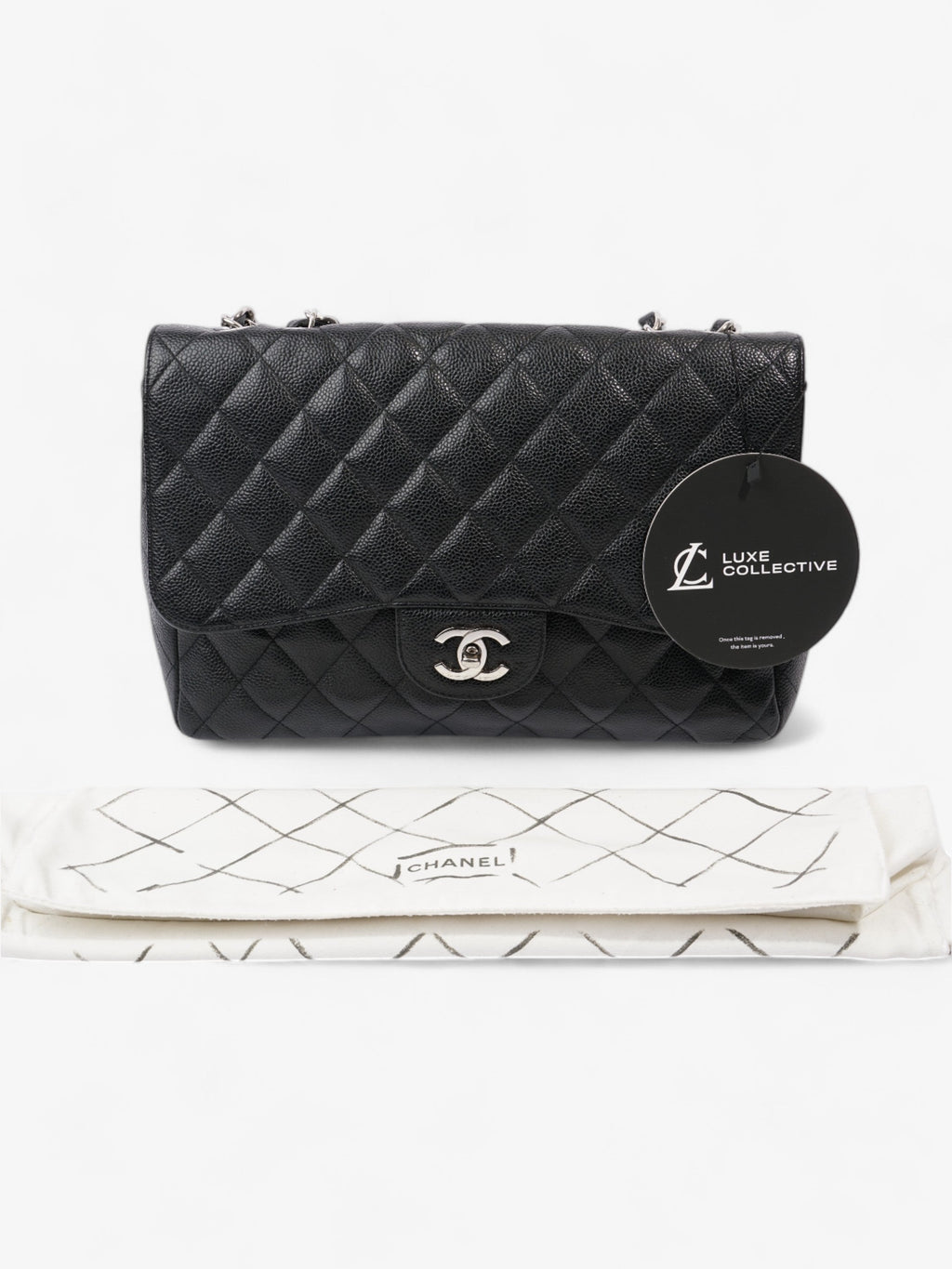 Chanel Classic Single Flap Black Caviar Leather Jumbo