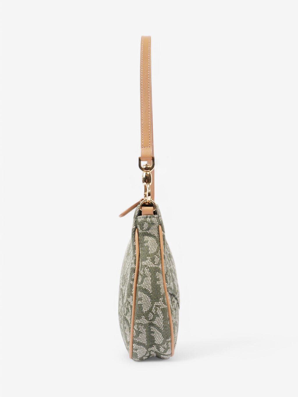 Christian Dior Saddle Pochette Green Canvas Mini