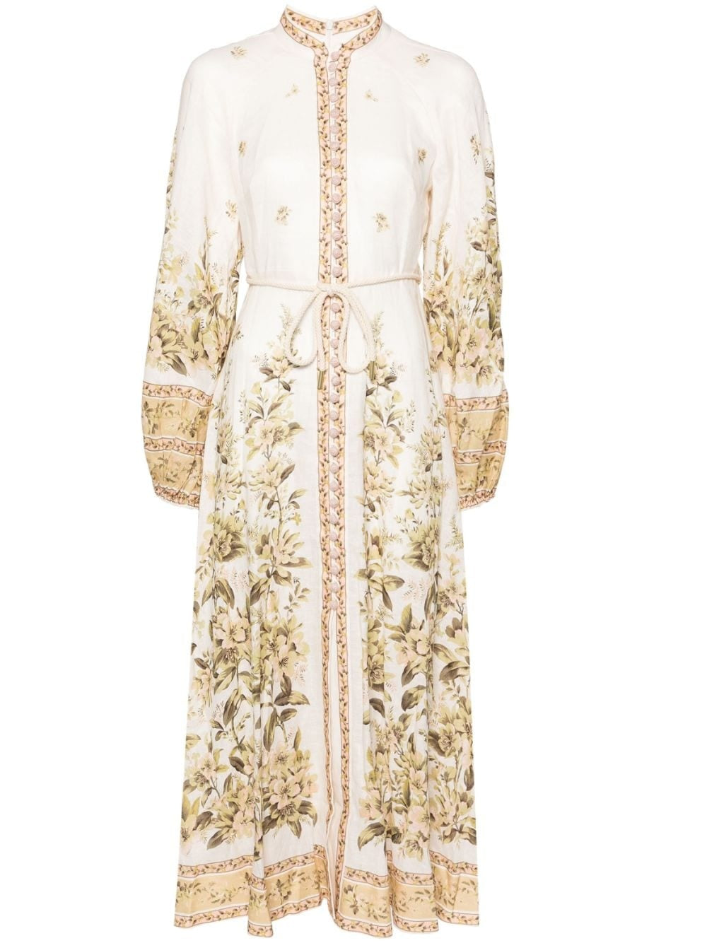 ZIMMERMANN FLORAL PRINT CHAMBRAY MIDI DRESS