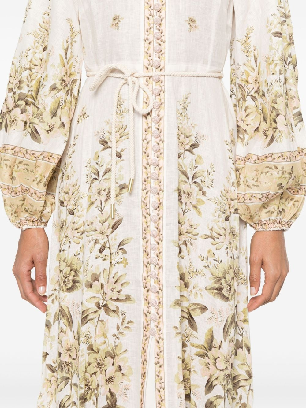 ZIMMERMANN FLORAL PRINT CHAMBRAY MIDI DRESS