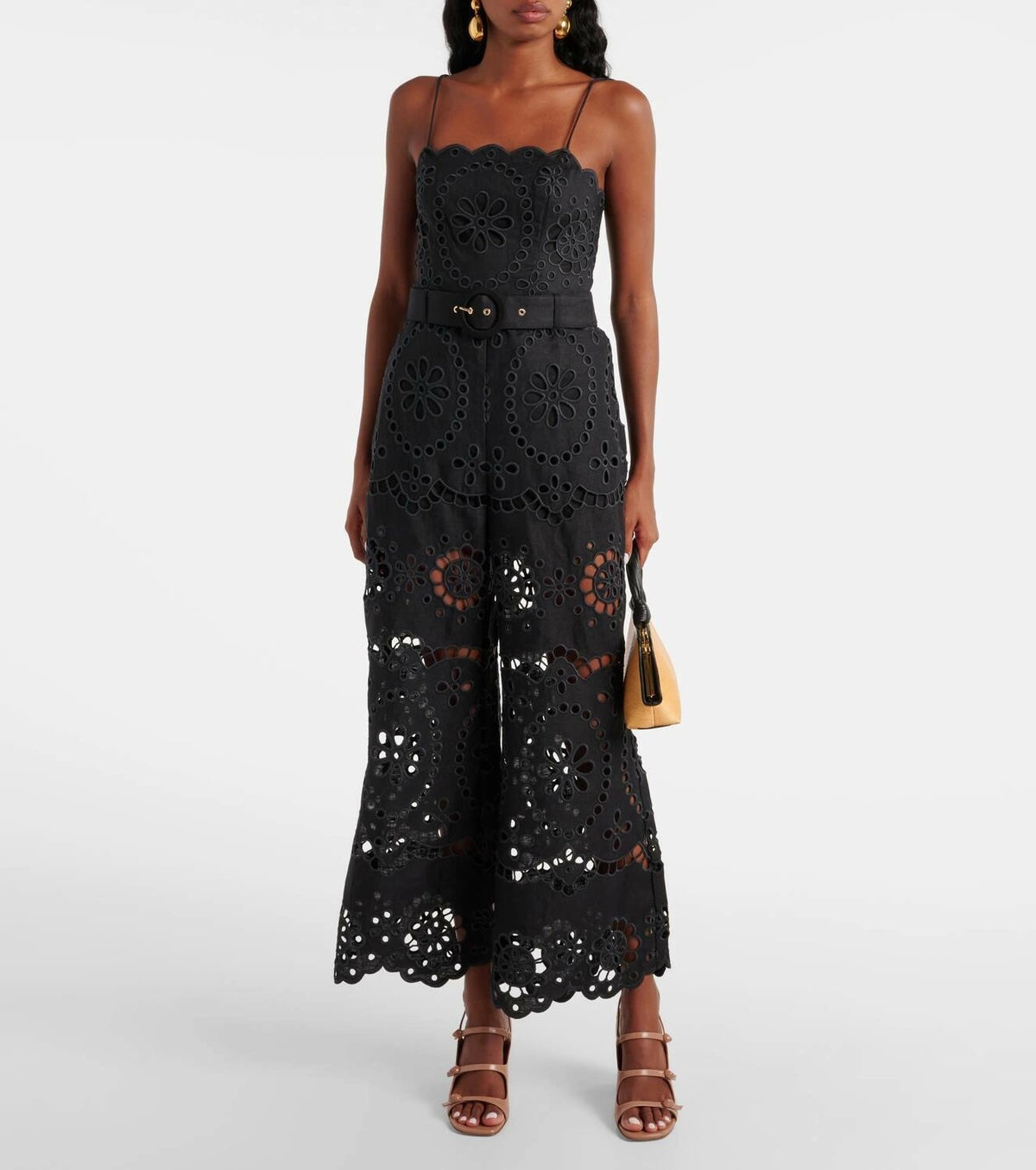 ZIMMERMANN POP EMBROIDERED LINEN WIDE LEG PANTS