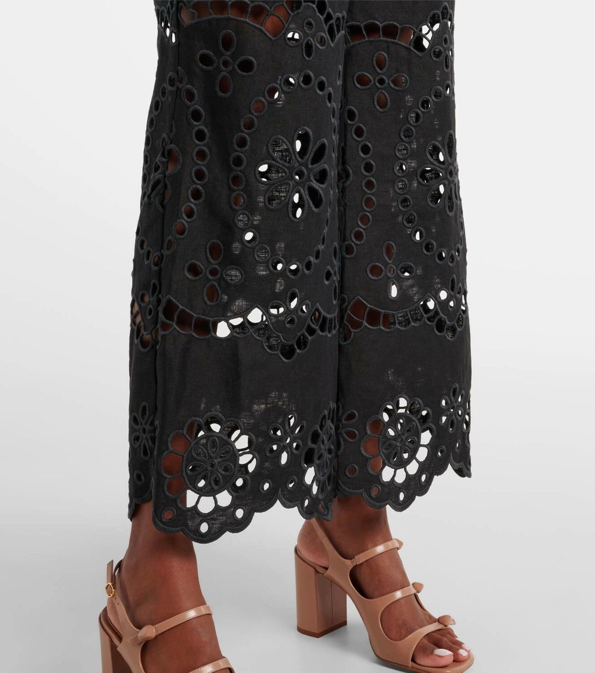 ZIMMERMANN POP EMBROIDERED LINEN WIDE LEG PANTS
