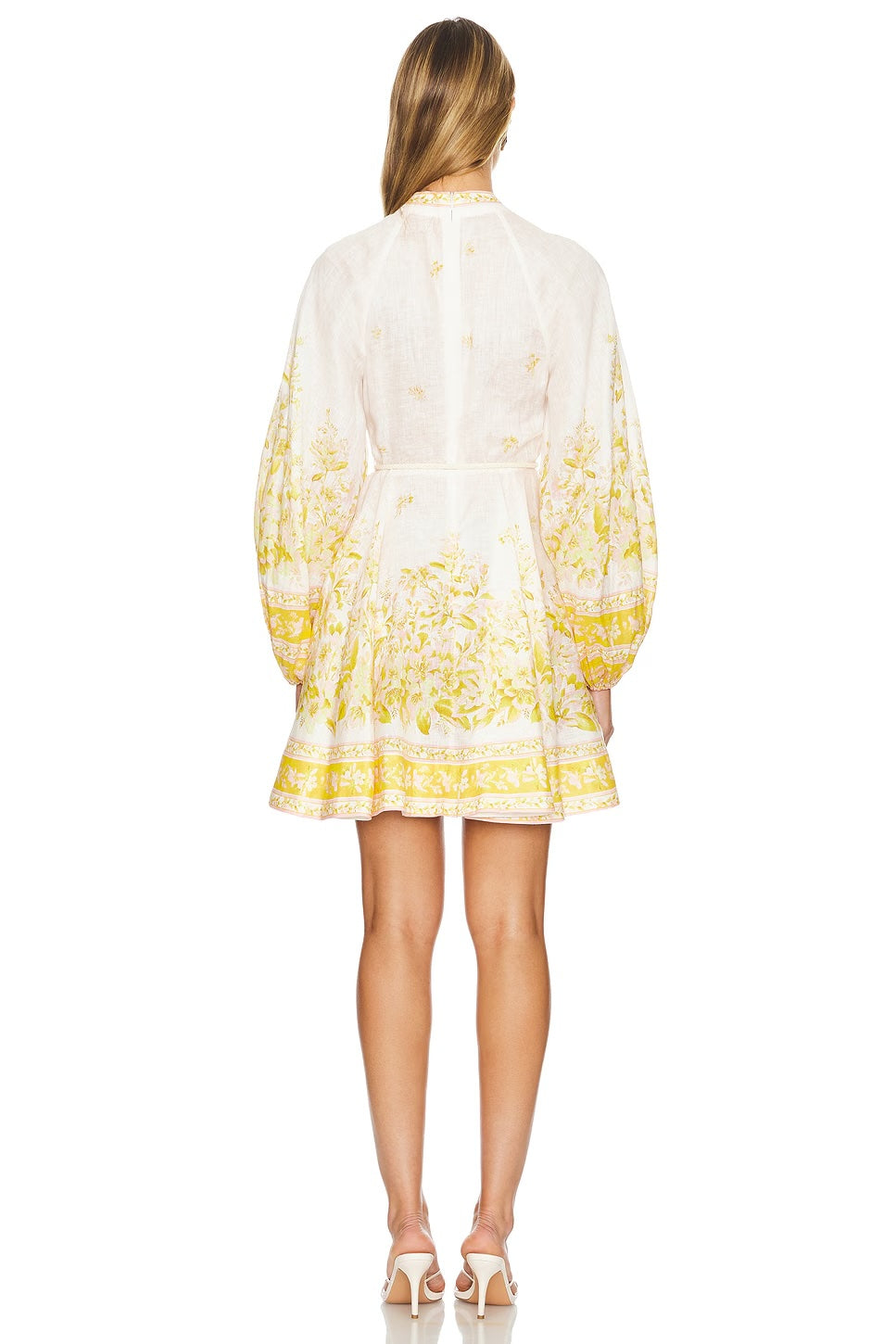 ZIMMERMANN GOLDEN FLORAL LINEN MINI DRESS