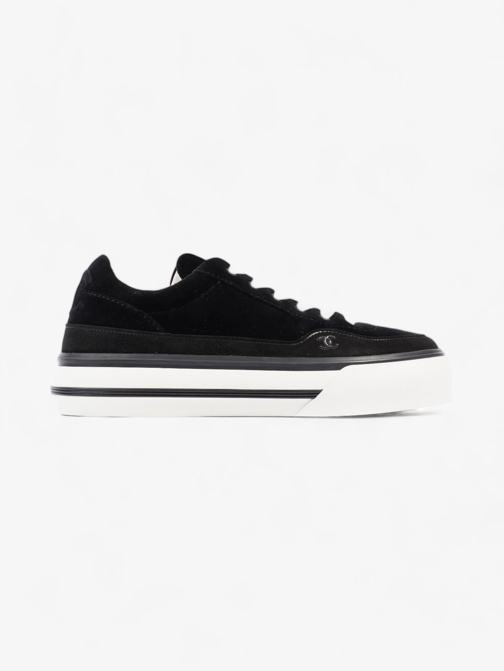 Chanel CC Suede Sneaker Black / White Suede EU 42 UK 8