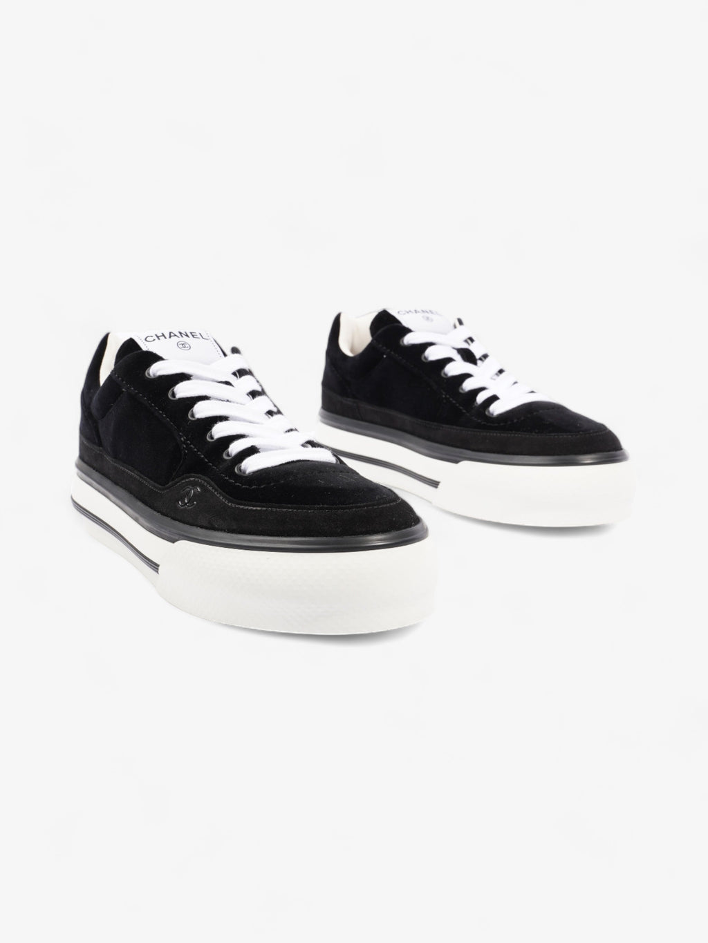 Chanel CC Suede Sneaker Black / White Suede EU 42 UK 8