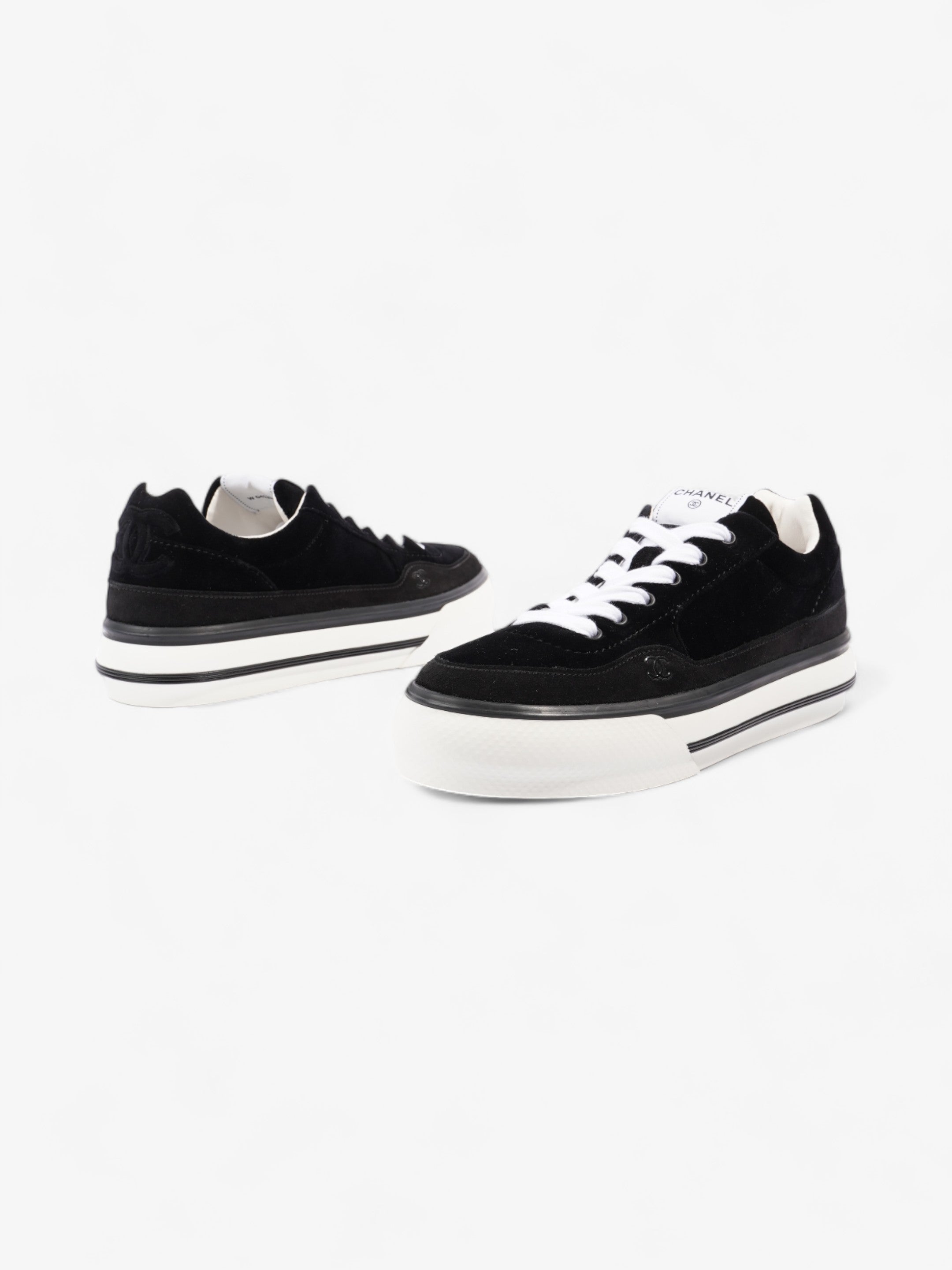Chanel CC Suede Sneaker Black / White Suede EU 42 UK 8