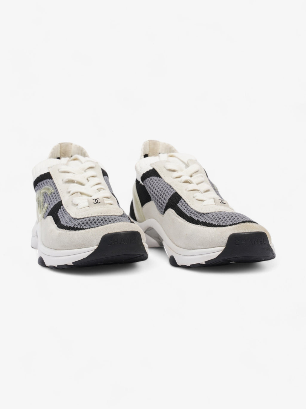 Chanel CC Logo Runners White  / Grey / Black Mesh EU 38 UK 5