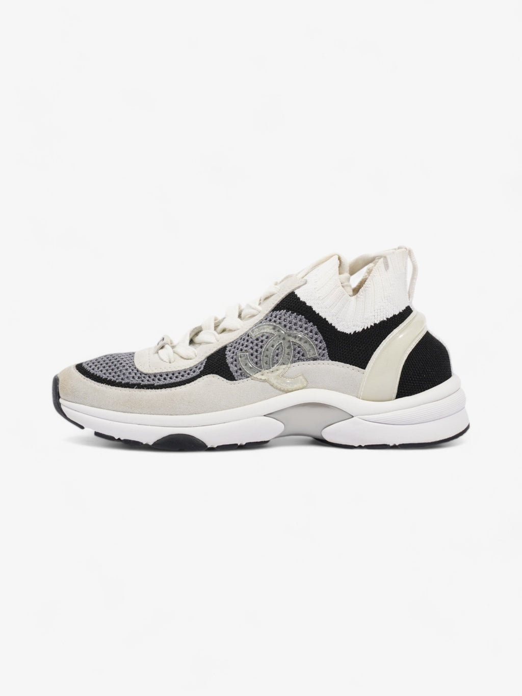 Chanel CC Logo Runners White  / Grey / Black Mesh EU 38 UK 5