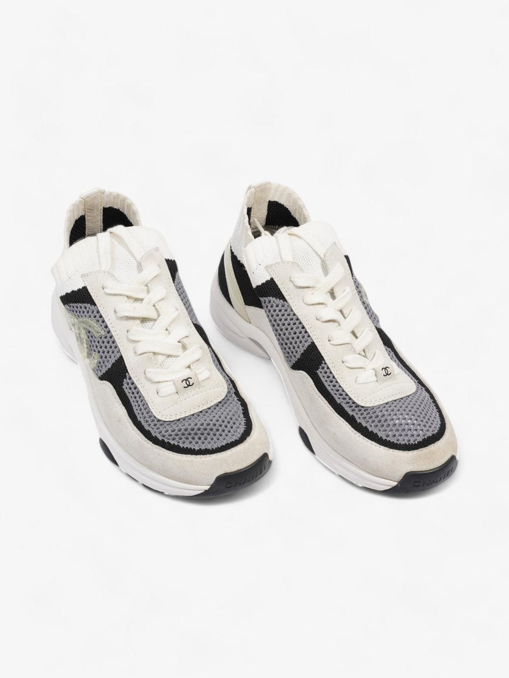 Chanel CC Logo Runners White  / Grey / Black Mesh EU 38 UK 5