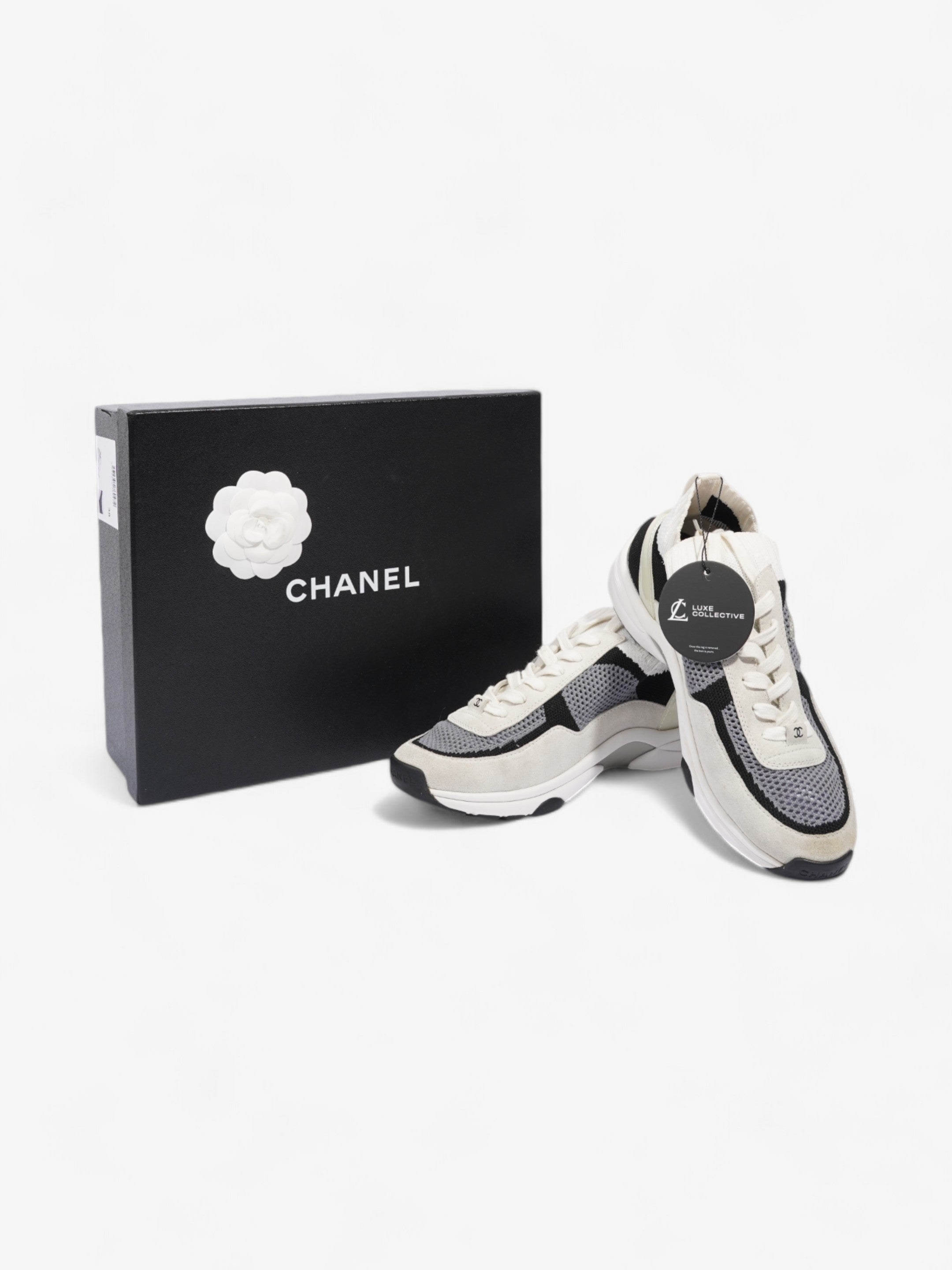 Chanel CC Logo Runners White  / Grey / Black Mesh EU 38 UK 5