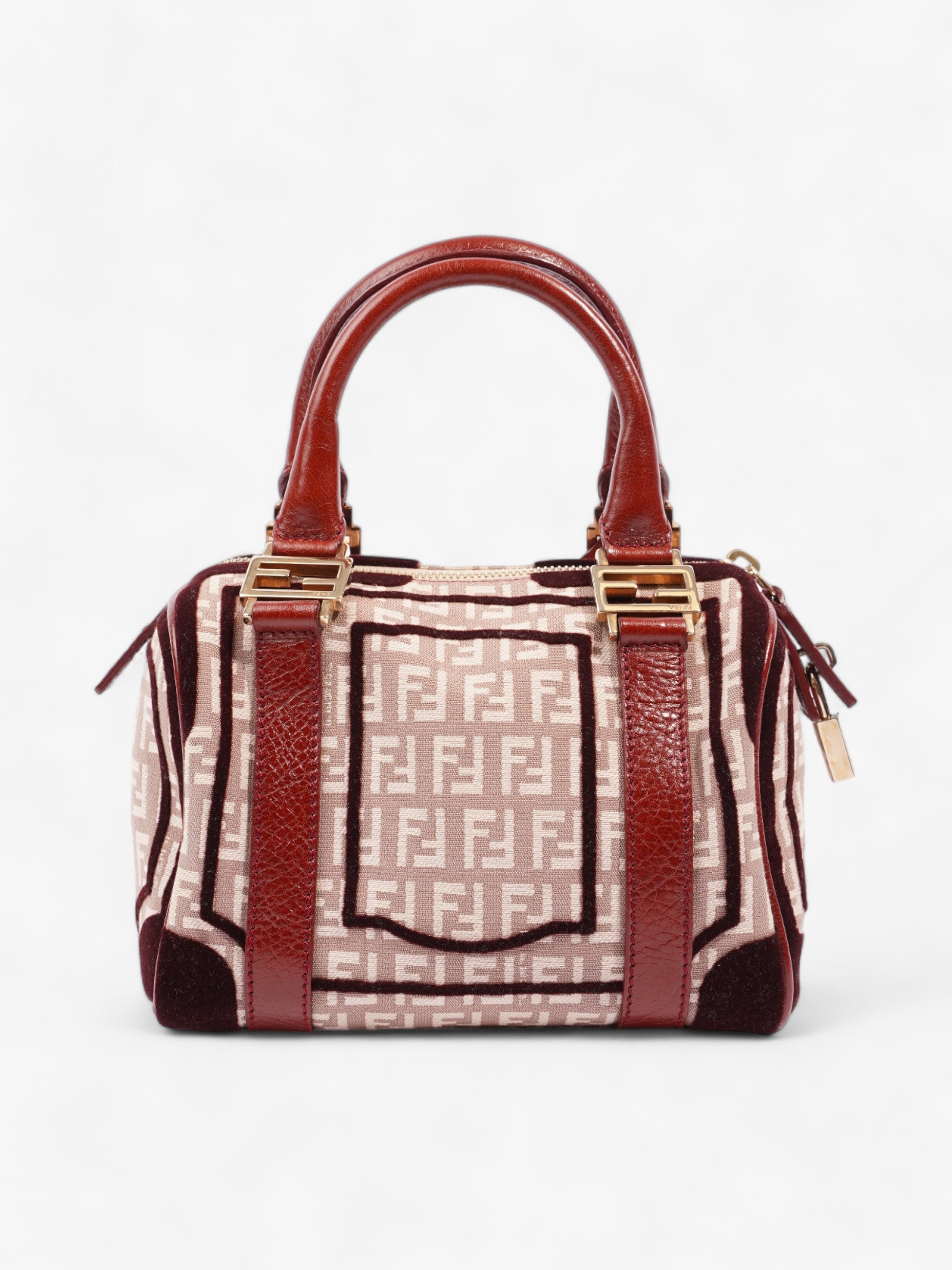 Fendi Zucchino Boston Burgundy Canvas