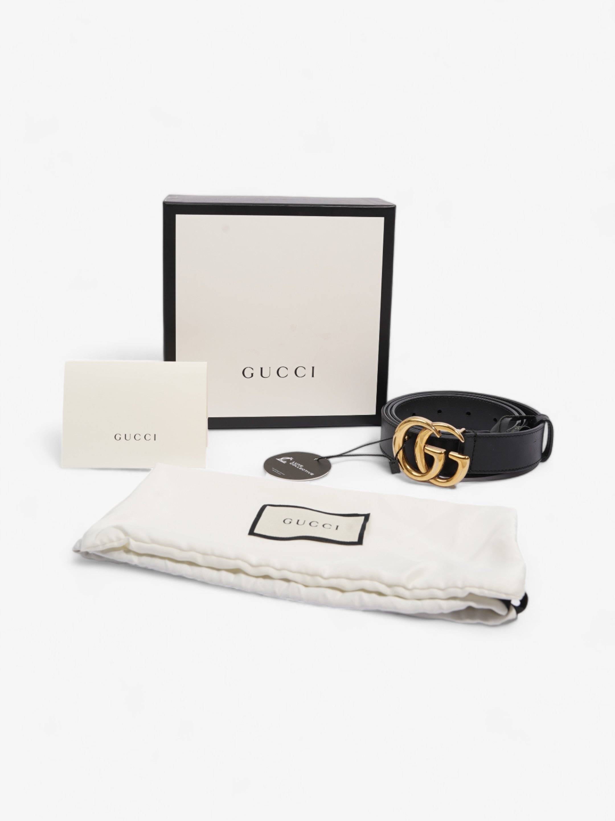 Gucci Double G Belt Black Leather 90cm 36"