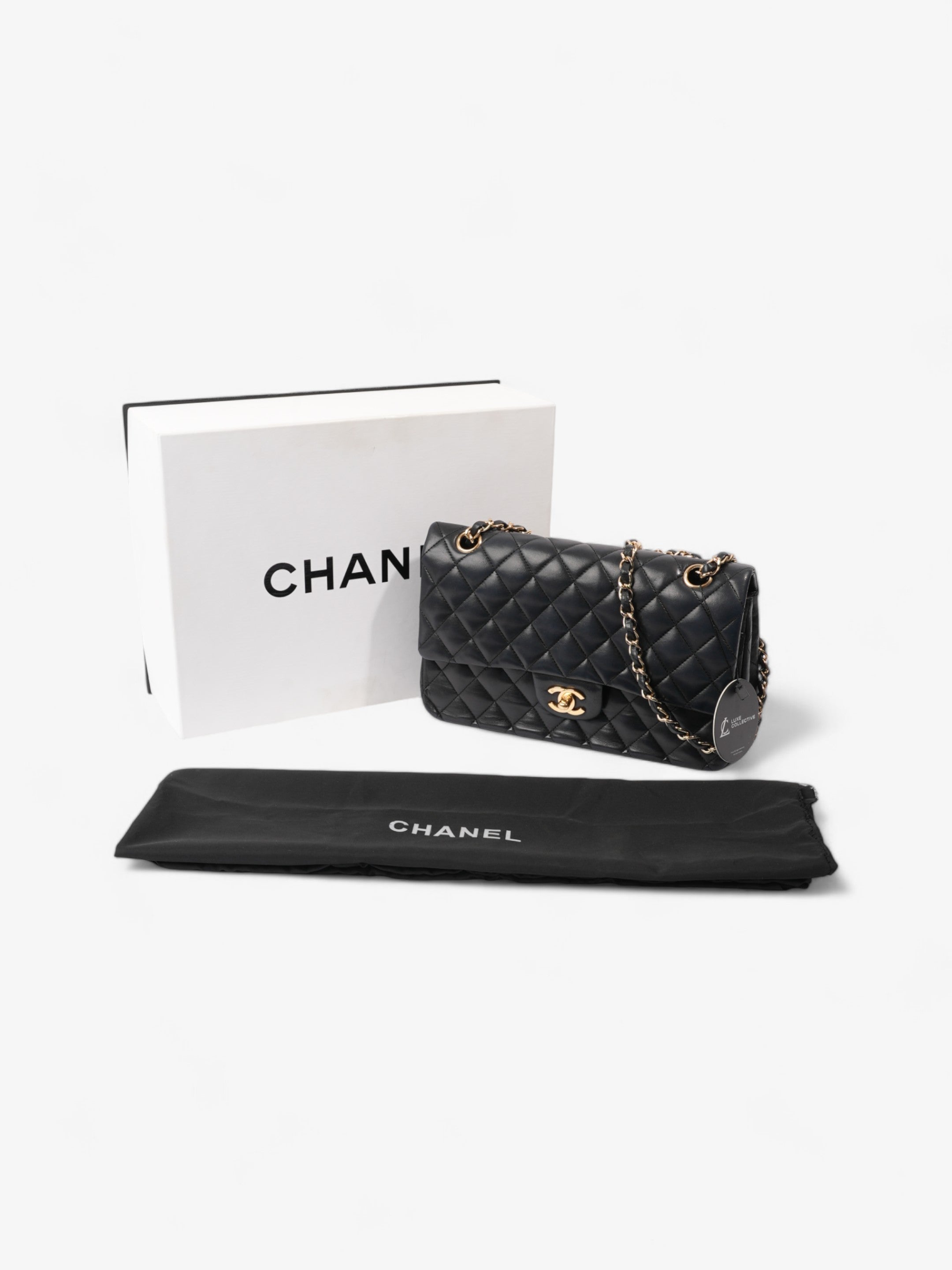 Chanel Classic Double Flap Black Lambskin Leather Medium