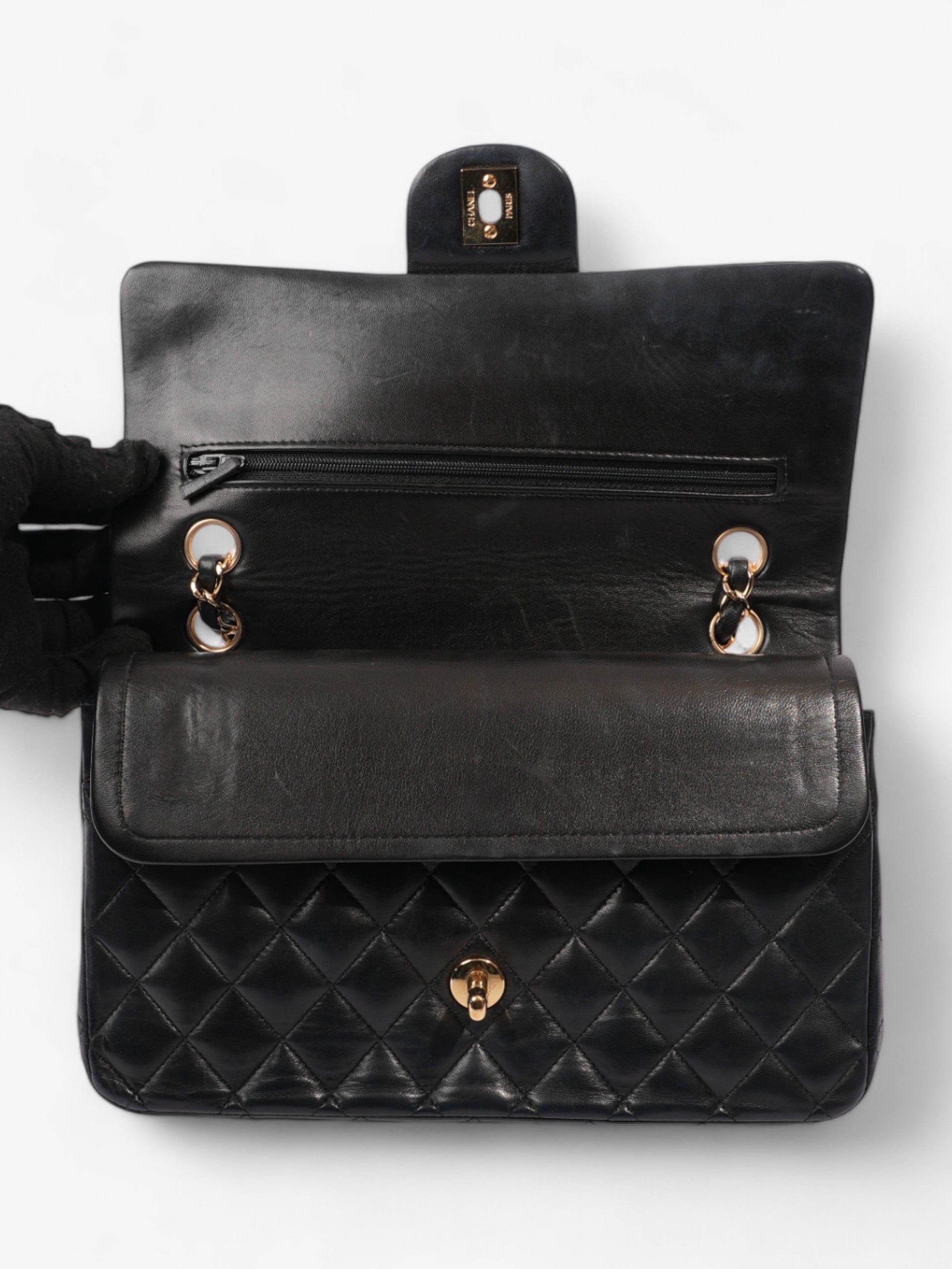Chanel Classic Double Flap Black Lambskin Leather Medium