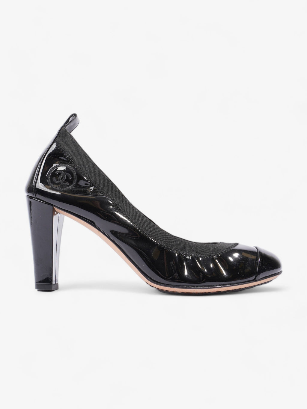 Chanel CC Ballerina Platform Pumps 70 Black Patent Leather EU 39 UK 6