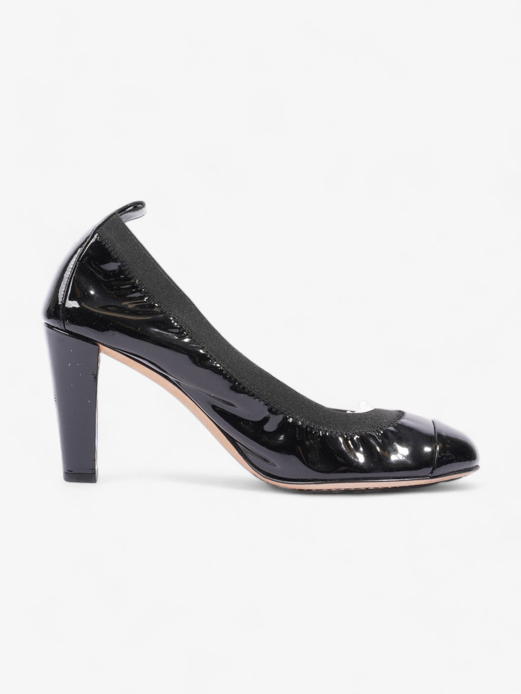 Chanel CC Ballerina Platform Pumps 70 Black Patent Leather EU 39 UK 6