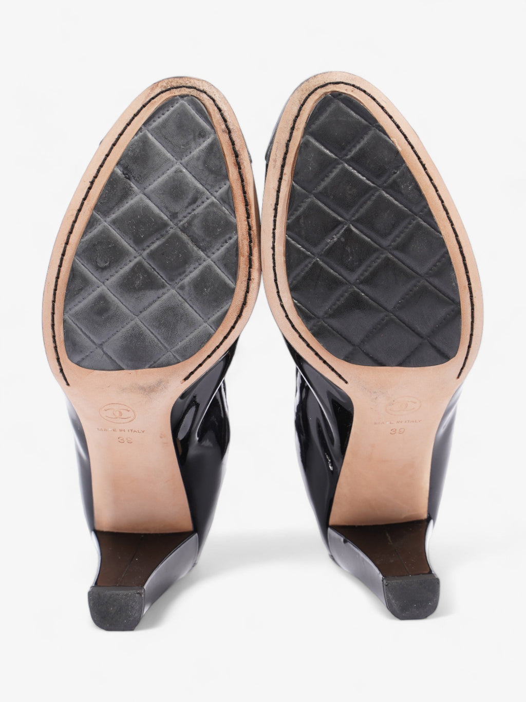 Chanel CC Ballerina Platform Pumps 70 Black Patent Leather EU 39 UK 6